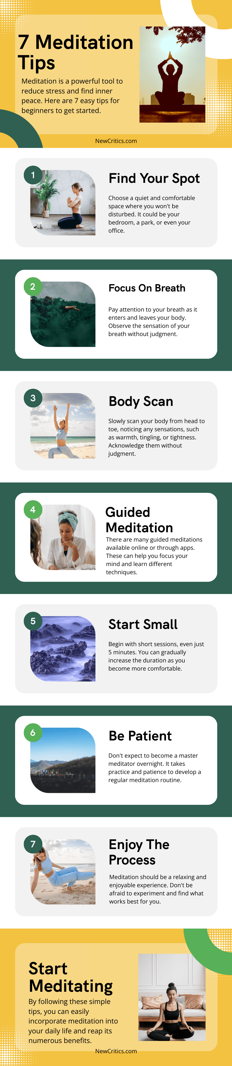 7 Meditation Tips Infographic
